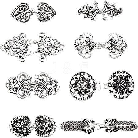  8 Sets Heart & Geometry Alloy Hook Button BUTT-NB0001-40-1