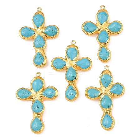 Dyed Synthetic Turquoise Big Pendants KK-H516-20G-1