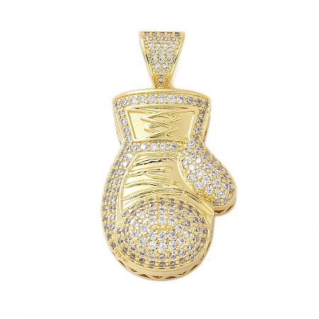 Brass Micro Pave Cubic Zirconia Pendants KK-P293-37G-1