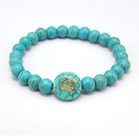 Minimalist European Style Constellation Synthetic Turquoise Beaded Stretch Bracelets for Women XC6059-11-1