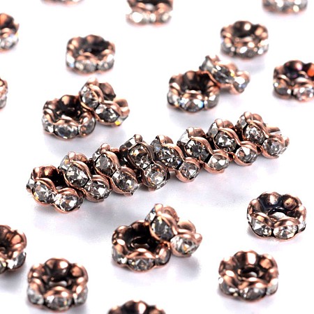 Brass Rhinestone Spacer Beads RB-A014-L6mm-01R-NF-1