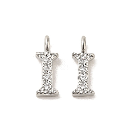 Initial Letter Brass Micro Pave Cubic Zirconia Pendants ZIRC-F008-I-1