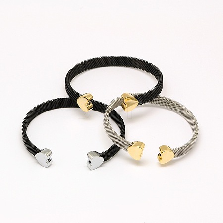304 Stainless Steel Mesh Bangles BJEW-N225-34-1