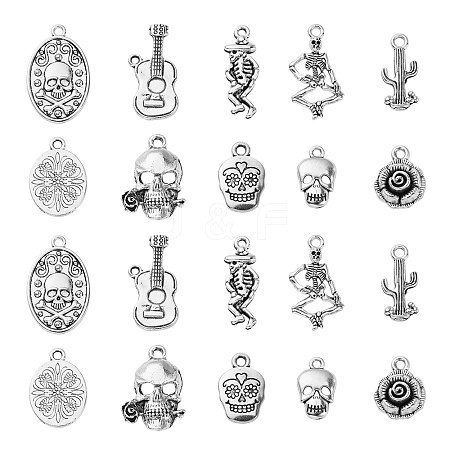 100Pcs 10 Style Tibetan Style Alloy Pendants TIBEP-CJ0001-85-1