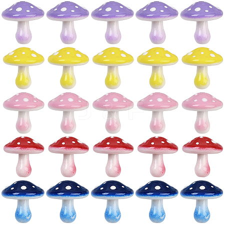 25Pcs 5 Colors Opaque Acrylic Beads MACR-PA0001-60-1