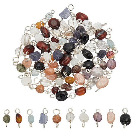 80Pcs 10 Styles Natural Mixed Gemstone Connector Charms PALLOY-HY00002-1
