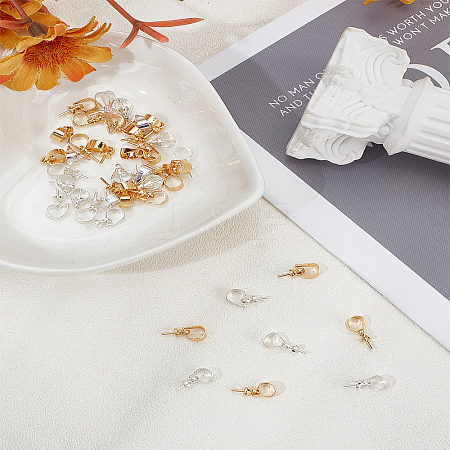 40Pcs 2 Styles Brass Cup Pearl Peg Bails Pin Pendants KK-LP0004-60-1