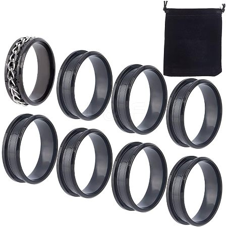 Unicraftale 10Pcs Stainless Steel Grooved Finger Ring Settings STAS-UN0039-22B-1