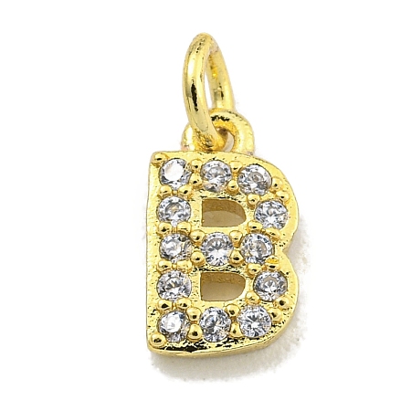 Letter Brass Micro Pave Clear Cubic Zirconia Pendants KK-K354-06G-B-1