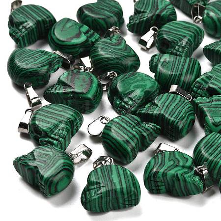 Synthetic Malachite Pendants G-Z067-02P-12-1
