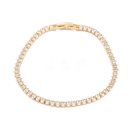 Brass Pave Clear Cubic Zirconia Horse Eye Link Bracelets BJEW-B094-03A-G-1