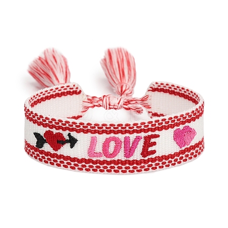 Valentine's Day Theme Polyester Cord Bracelets PW-WGAB0D7-01-1