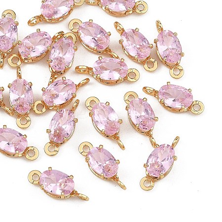 SHEGRACE Brass Pave Cubic Zirconia Oval Connector Charms XGRQ2O174-437B-G-1