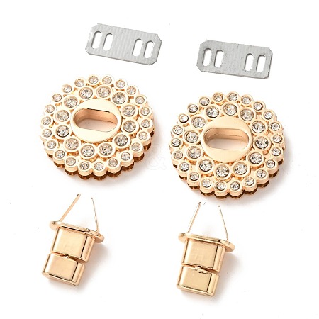 Flat Round Zinc Alloy with Rhinestones Bag Twist Lock Clasps PALLOY-A068-03LG-1