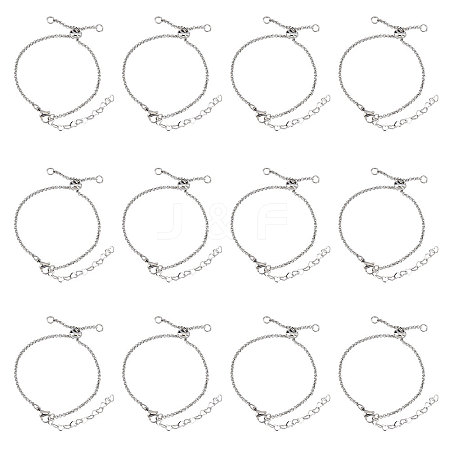 12Pcs 304 Stainless Steel Rolo Chain Slider Bracelet/Bolo Bracelets Making MAK-UN0001-19-1