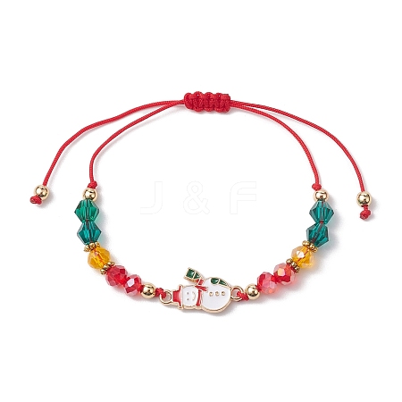 Christmas Glass Braided Bead Bracelets BJEW-JB10892-02-1