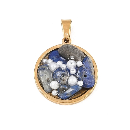 Natural Lapis Lazuli Chip and Plastic Pearl Pendants GG-CBA9A1B-01G-02-1