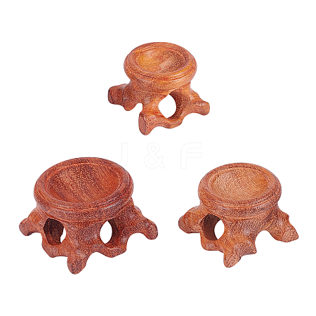 AHADERMAKER 3Pcs 3 Style Wood Crystal Ball Display Pedestal ODIS-GA0001-20A-1