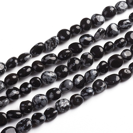 Natural Snowflake Obsidian Beads Strands G-D0002-B19-1