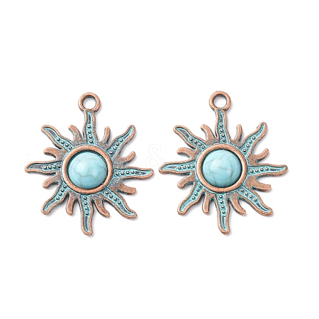 Alloy with Synthetic Turquoise Pendants FIND-B055-01E-1