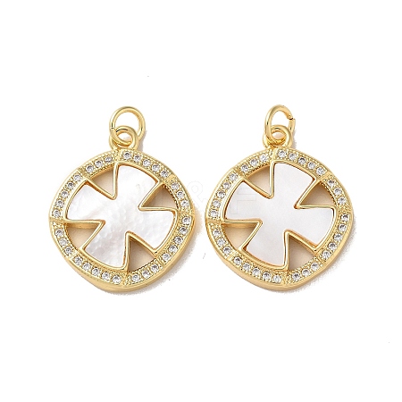 Brass Micro Pave Clear Cubic Zirconia Pendants KK-B083-17G-03-1