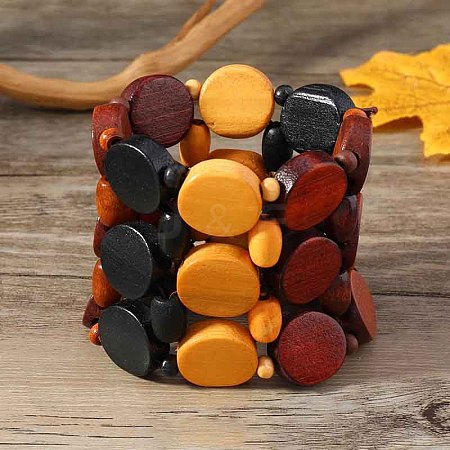 Bohemia & Ethnic Style Wood Stretch Bracelets for Women WG33998-06-1