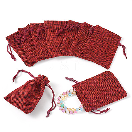 20Pcs Rectangle Polyester Imitation Burlap Packing Pouches Drawstring Bags ABAG-TA0001-96C-1