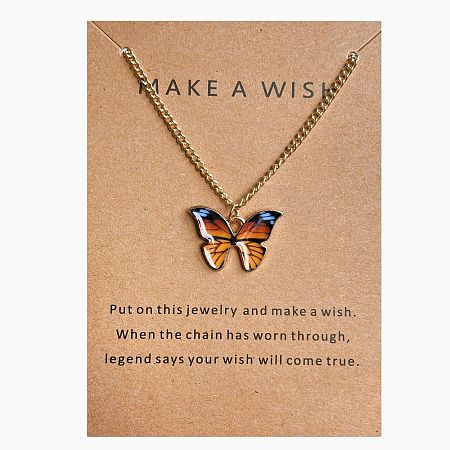 Bohemian Alloy Enamel Butterfly Pendant Necklaces for Women WG0CAA2-15-1