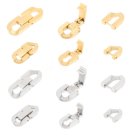 Unicraftale 4Pcs 4 Styles 304 Stainless Steel Fold Over Clasps STAS-UN0055-30-1