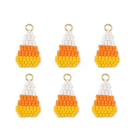 Halloween Glass Seed Beaded Pendants PALLOY-MZ01418-1