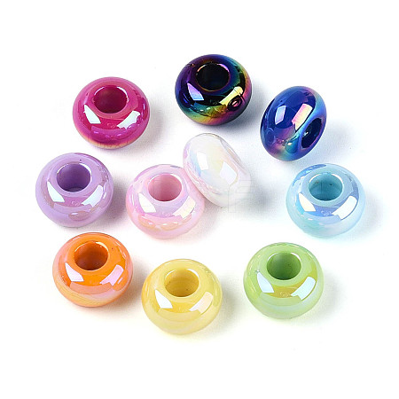 UV Plating Opaque Acrylic European Beads OACR-Q197-14-1