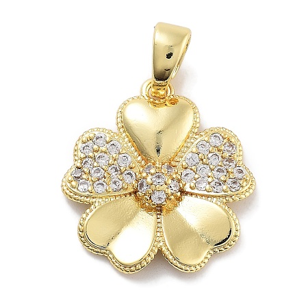 Rack Plating Brass Micro Pave Cubic Zirconia Pendants KK-Z071-75G-01-1