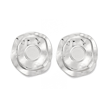 304 Stainless Steel Flat Round Stud Earrings EJEW-K295-19P-1