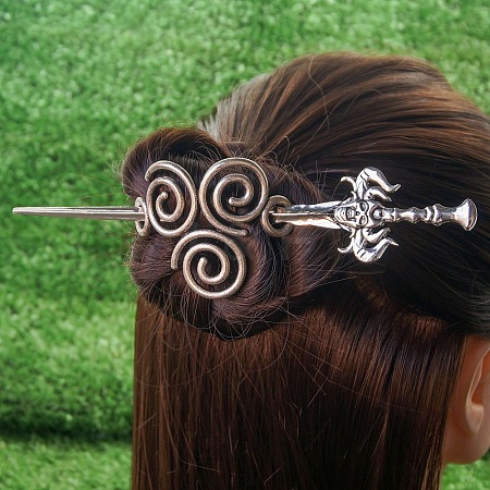 Antique Silver Viking Hair Sticks Hair Pin PW-WG2F806-18-1