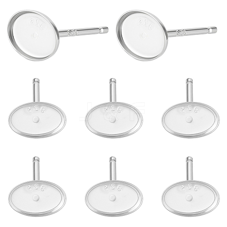 4 Pairs 925 Sterling Silver Stud Earring Findings STER-BC0003-92P-1