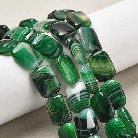 Natural Banded Agate Beads Strands G-K392-B09-13x18mm-1
