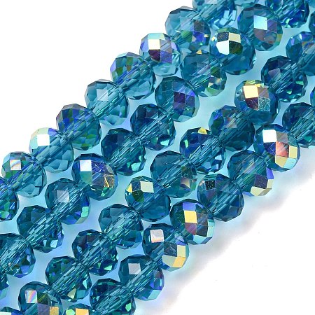 Electroplate Transparent Glass Beads Strands EGLA-A046-01B-10-1