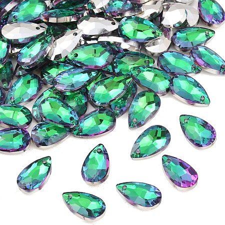 Faceted Teardrop Glass Pendants GLAA-O008-A21-1