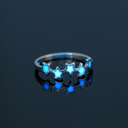 Luminous 304 Stainless Steel Star Finger Ring LUMI-PW0001-120I-1