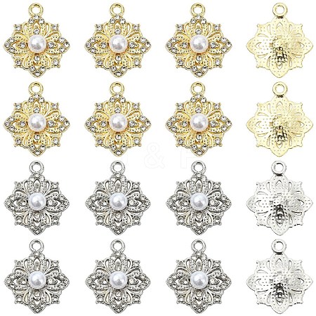 20Pcs 2 Colors Flower Alloy Rhinestone Pendants FIND-YW0011-39-1