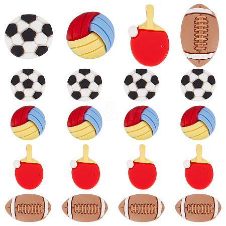 SUNNYCLUE 80Pcs 4 Styles Sports Theme Opaque Resin Cabochons RESI-SC0002-62-1