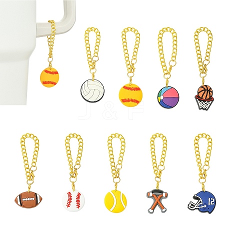 9Pcs 9 Styles Ball Game PVC Plastic Cup Charms HJEW-CJ0001-18-1