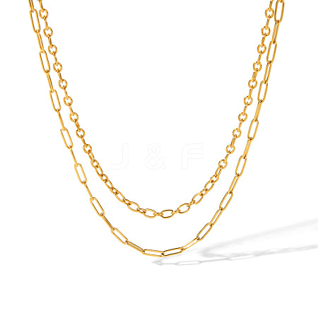 Stainless Steel Double Layer Necklaces for Women PW-WG2F46D-03-1