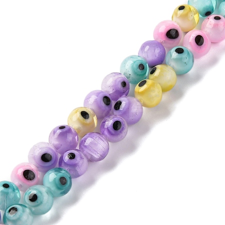 Handmade Evil Eye Lampwork Beads Strands LAMP-G164-09A-1