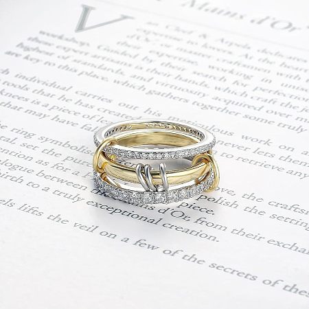 Stainless Steel Micro Pave Clear Cubic Zirconia Stackable Finger Rings WGD96BD-03-1