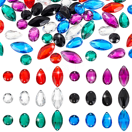   96Pcs 24 Styles Oval Teardrop Horse Eye Sew on Rhinestone ACRT-PH0001-15-1