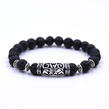 Natural Lava Rock Beaded Stretch for Women Men YW9110-1-1