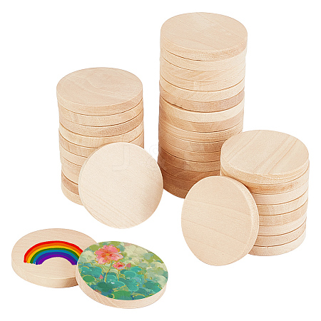 Flat Round Wooden Cabochons WOOD-WH0024-111-1
