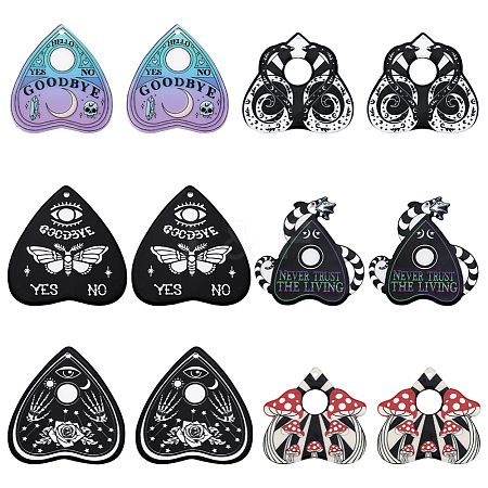 SUNNYCLUE 24PCS 6Style Halloween Printed Acrylic Pendants OACR-SC0001-23-1