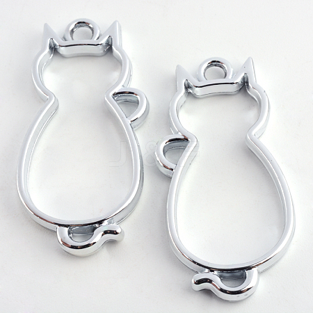 Rack Plating Alloy Kitten Open Back Bezel Pendants PALLOY-S047-01C-FF-1